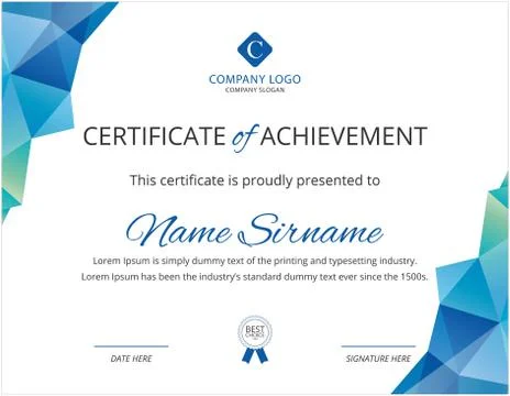 Creative professional certificate template design for all types company Stock Illustration