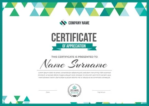 Creative professional eps certificate template design for all types company Stock Illustration