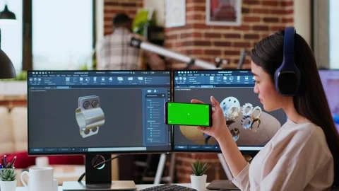 Creative professional uses 3D modeling software to design industrial prototypes Stock Footage 319711631