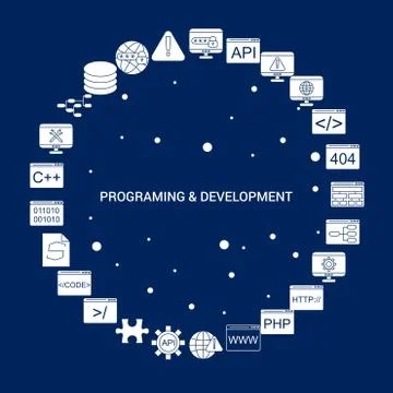 Creative Programming and Developement icon Background Illustrazione stock