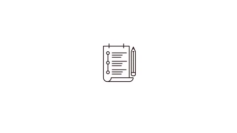 Creative Project Planning Notepad and Pencil Line Icon Animation Stock Footage 347212632