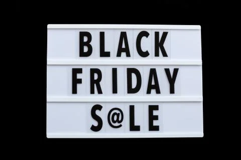 Creative promotion composition Black friday sale text on lightbox on black ba Stock-Fotos