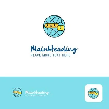 Creative Protected internet Logo Design. Flat color Logo place for Tagline. V Stock-Illustration
