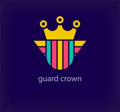 Creative protection crown logo. Illustrazione stock