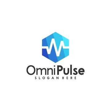 Creative pulse with hexagon logo vector template illustration. Heart rate p.. Ilustração Stock