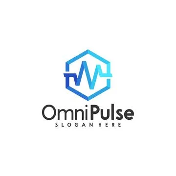 Creative pulse with hexagon logo vector template illustration. Heart rate p.. Stock Illustration