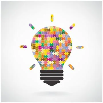 Creative puzzle light bulb idea concept background,education concept 库存插图
