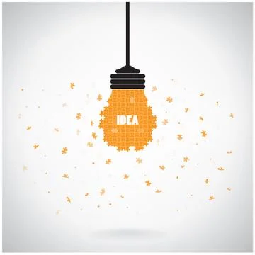 Creative puzzle light bulb idea concept background Stock Illustration