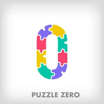 Creative puzzle number 0 logo. Stock Illustration