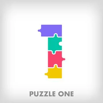Creative puzzle number 1 logo. Stock Illustration