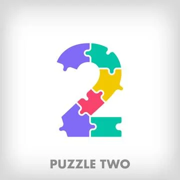 Creative puzzle number 2 logo. Stock Illustration