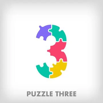 Creative puzzle number 3 logo. Stock Illustration