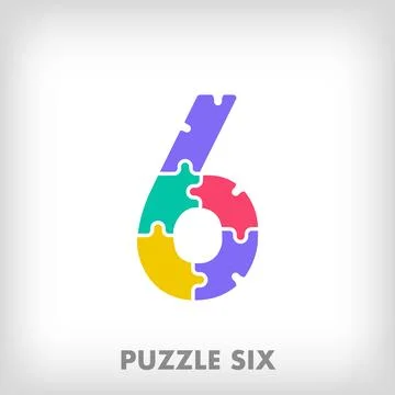 Creative puzzle number 6 logo. Stock Illustration