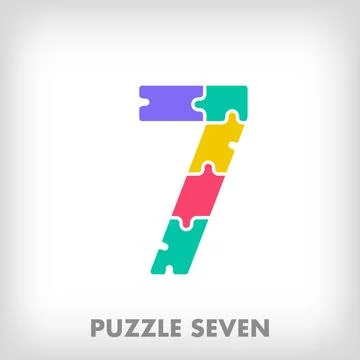 Creative puzzle number 7 logo. Stock Illustration