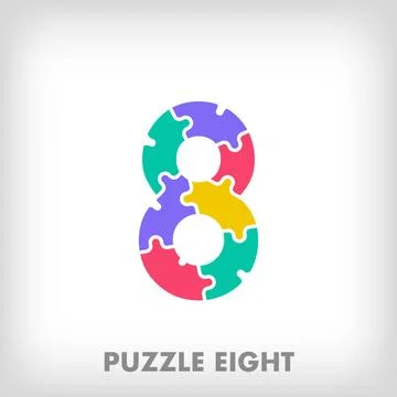 Creative puzzle number 8 logo. Stock Illustration
