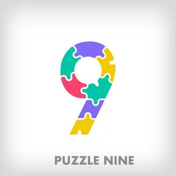Creative puzzle number 9 logo. Stock Illustration