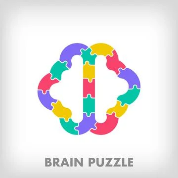 Creative puzzle pieces brain logo. Stock Illustration