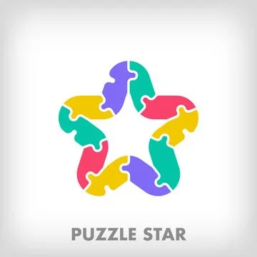 Creative puzzle star logo. Stock Illustration