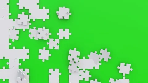 Creative puzzle transition with chromakey. Puzzle pieces splits. Intro effect.  Stock Footage 247911306