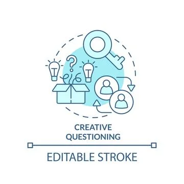 Creative questioning turquoise concept icon 스톡 일러스트