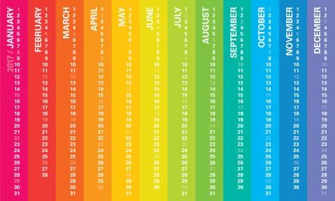 Creative rainbow calendar 2017 Иллюстрация