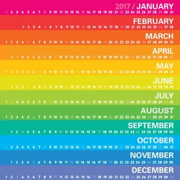 Creative rainbow calendar 2017 Иллюстрация