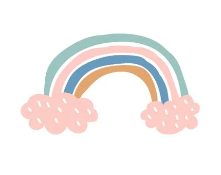 Creative rainbow scandinavian style isolated on white background. Childish print Stock Illustration