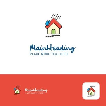 Creative Raining Logo Design. Flat color Logo place for Tagline. Vector Illus Stock Illustration