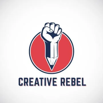 Creative Rebel Abstract Vector Sign, Symbol, Icon or Logo Template. Revolution Stock Illustration
