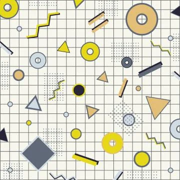 Creative rectangle frame border yellow, gray and black geometric circle, tria Stock Illustration