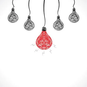 Creative red bulb with new idea or bulb background vector Stock Illustration
