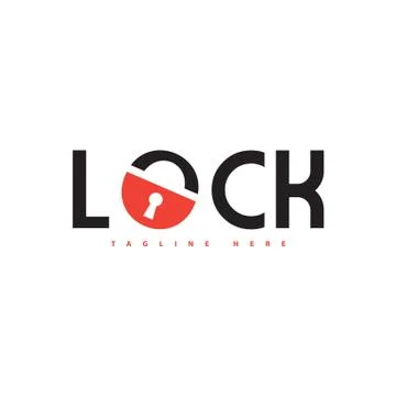 Creative red color lock logo design Stock Illustration