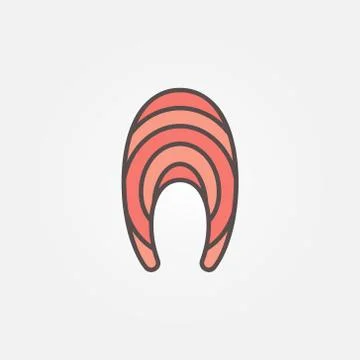 Creative red fish steak concept vector flat icon or logo Stock Illustration