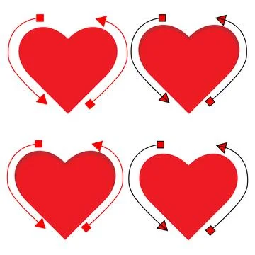 Creative Red Heart Shape Collection with Arrows Stock Illustration