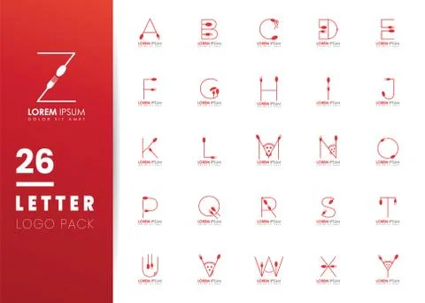 Creative Red Letter Restaurant logo icon isolated on white background. Restau Stock Illustration