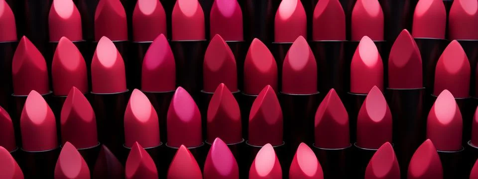 Creative red lipstick pattern background. Minimal Fashion, makeup or cosmetic Stock Photos