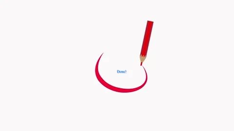 Creative red pencil drawing a curved line over the word Done for completed .. Stock Footage 321589425