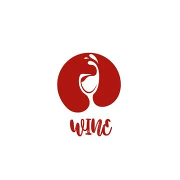 Creative red wine glass logo vector illustration design. Stock Illustration