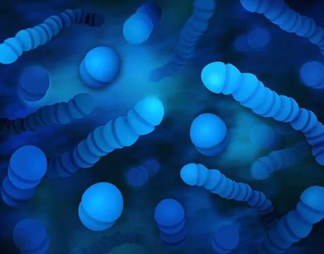  Creative rendition of Group A Streptococcus bacteria. Based on 3D print m... Stock Photos