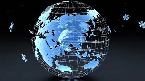 Creative representation of a globe with puzzle pieces showcasing global intercon Stock Footage 297460127