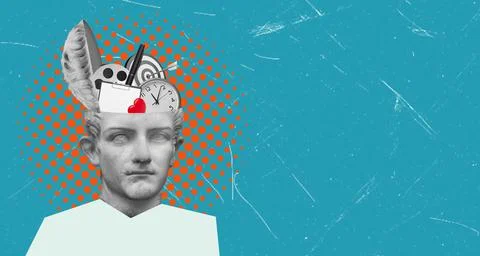 Creative representation of the human mind with diverse symbols and ideas in.. 写真素材