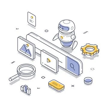 Creative representation showcases various digital tools and elements in an is Stock Illustration