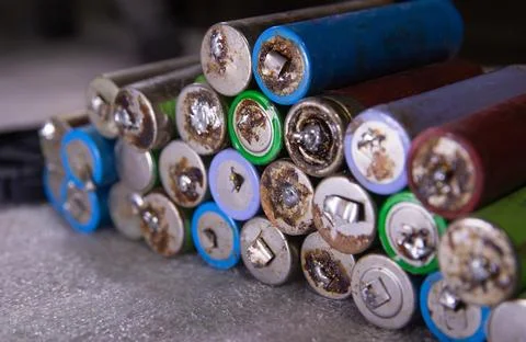 Creative repurposing: used lithium-ion batteries for DIY projects Stock Photos