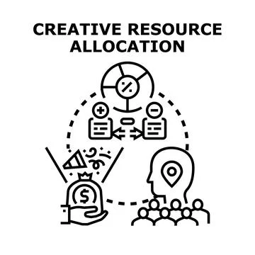 Creative resource allocation optimizing business strategy and finance Illustrazione stock