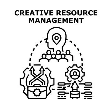 Creative resource management optimizing business strategy and process Illustrazione stock