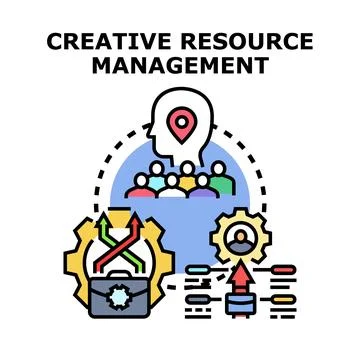 Creative resource management optimizing business strategy and process Illustrazione stock