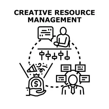 Creative resource management process optimizing project development 스톡 일러스트