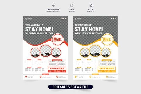 Creative restaurant flyer template vector for marketing. Restaurant food me.. Illustrazione stock