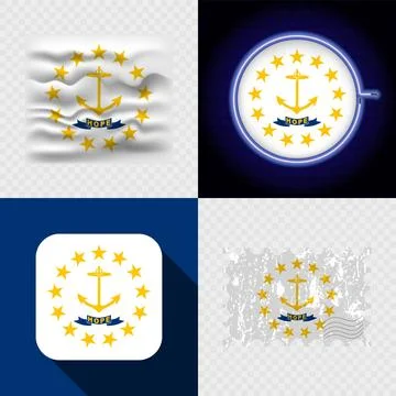 Creative the Rhode Island Flag Icon Set Collection. Stock Illustration