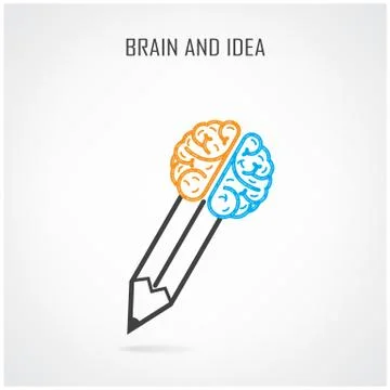 Creative right and left brain and pencil symbol Stock Illustration
